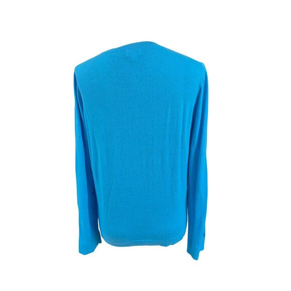 J Crew Teddie Sweater Long Sleeve Turquoise Blue 100% Cotton Sz XL - Picture 3 of 5